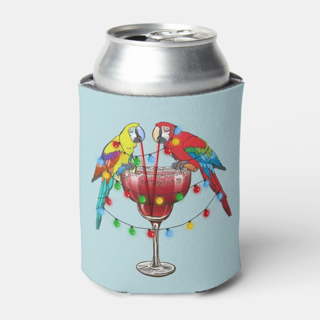 Farbenfrohe Ara Parrots trinken Roten Wein Dosenkühler (Kanne Vorderseite)