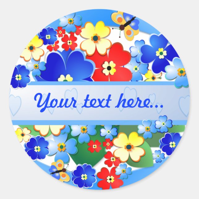 Farbenfrohe Art Deco Blume Design Runder Aufkleber (Vorderseite)