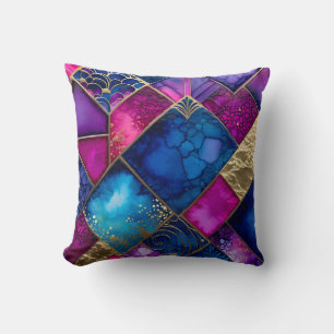 Farbenfrohe Art Deco Square Throw Kissen