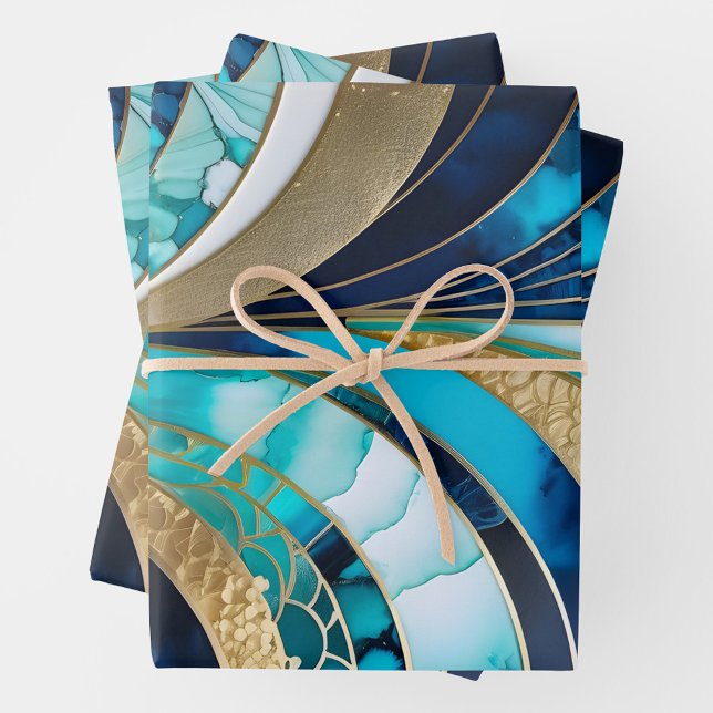 Farbenfrohe Art Déco Wrapping Paper Sheets Geschenkpapier Set (Von Creator hochgeladen)
