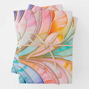 Farbenfrohe Art Déco Wrapping Paper Sheets Geschenkpapier Set