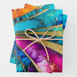 Farbenfrohe Art Déco Wrapping Paper Sheets Geschenkpapier Set