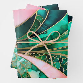 Farbenfrohe Art Déco Wrapping Paper Sheets Geschenkpapier Set