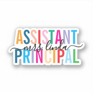 Farbenfrohe Assistant Principal Custom Script Name Aufkleber