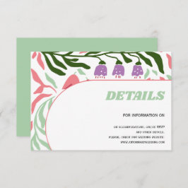 Farbenfrohe Äste, Retro Folklore Blumen Hochzeit Begleitkarte