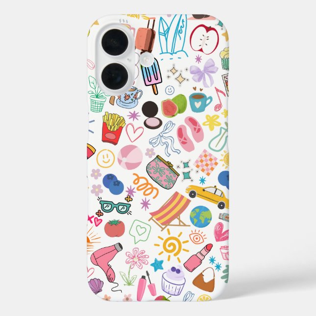 Farbenfrohe ästhetische Doodle Phone Case (Rückseite)
