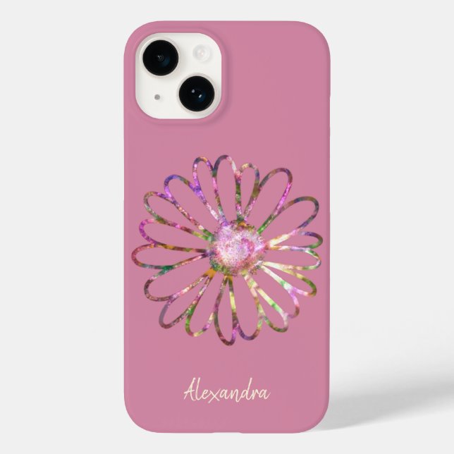 Farbenfrohe ästhetische Regenbogen Stilvolle Blume Case-Mate iPhone 14 Hülle (Rückseite)