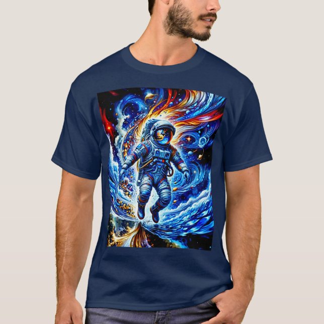 Farbenfrohe Astronauten genießen Raum T-Shirt (Vorderseite)