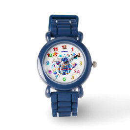 Farbenfrohe Astronauten und Univers in kühlen Farb Armbanduhr