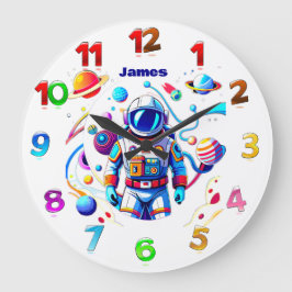 Farbenfrohe Astronauten und Univers in kühlen Farb Große Wanduhr