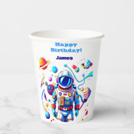 Farbenfrohe Astronauten und Univers in kühlen Farb Pappbecher