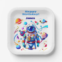 Farbenfrohe Astronauten und Univers in kühlen Farb