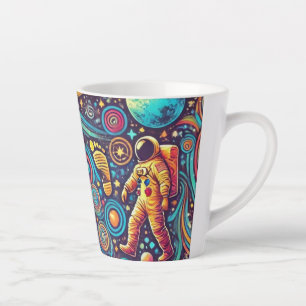 Farbenfrohe Astronautenspaziermuster Milchtasse