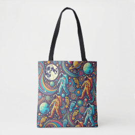 Farbenfrohe Astronautenspaziermuster Tasche