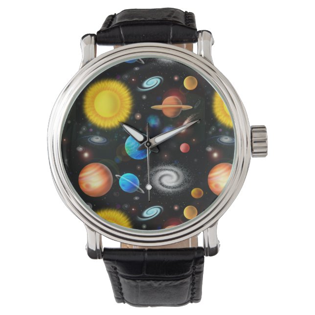 Farbenfrohe Astronomie Armbanduhr (Vorderseite)