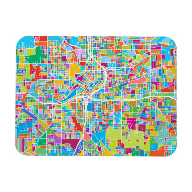 Farbenfrohe Atlanta-Karte Magnet (Horizontal)