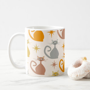 Farbenfrohe Atomkatzen aus der Mitte des Jahrhunde Kaffeetasse