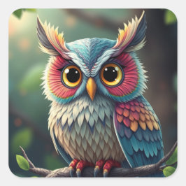 Farbenfrohe Aufkleber für Eule