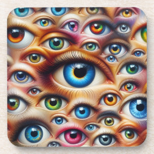 Farbenfrohe Augen Kork Rückseite Untersetzer Set v
