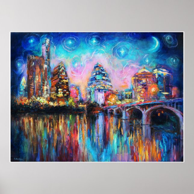 Farbenfrohe Austin Skyline Poster Svetlana Novikov (Vorne)