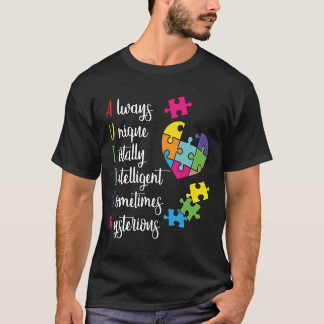 Farbenfrohe Autismus-Bewusstsein Geschenk Design f T-Shirt (Vorderseite)