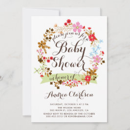 Farbenfrohe Autum Floral Wreath Fall Baby Dusche Einladung