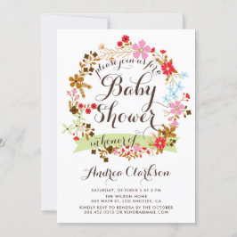 Farbenfrohe Autum Floral Wreath Fall Baby Dusche Einladung