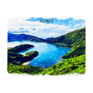 Farbenfrohe Azoren Atlantische Inseln Aquarell Magnet