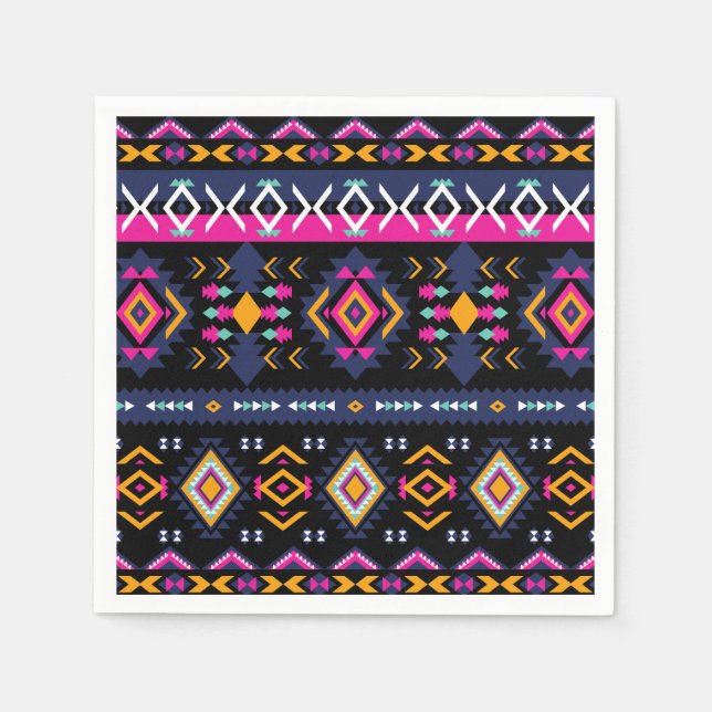 Farbenfrohe Azteken Serviette (Vorderseite)
