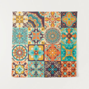 Farbenfrohe Azulejos Traditionelle Fliesenset Wandteppich