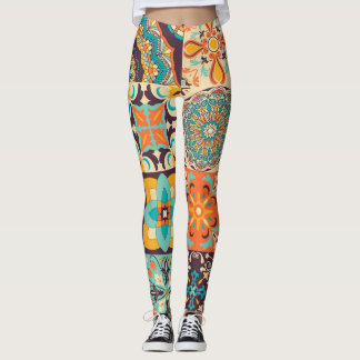Farbenfrohe Azulejos Traditionelles Tiles-Set Leggings