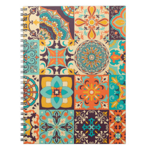 Farbenfrohe Azulejos Traditionelles Tiles-Set Notizblock