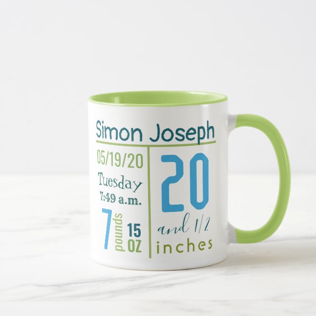 Farbenfrohe Baby Boy Foto Geburtsaufzeichnung Einf Tasse (Rechts)