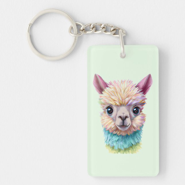 Farbenfrohe Baby Lama Schlüsselanhänger (Vorderseite)