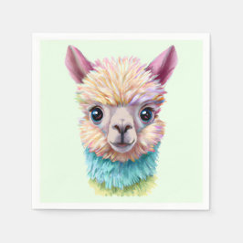 Farbenfrohe Baby Lama Serviette