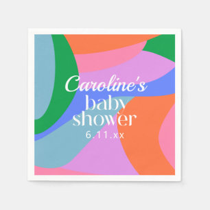 Farbenfrohe Baby Shower Abstrakte Wellen Moderne B Serviette