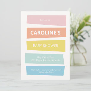 Farbenfrohe Baby Shower Pastellstreifen Moderne So Einladung