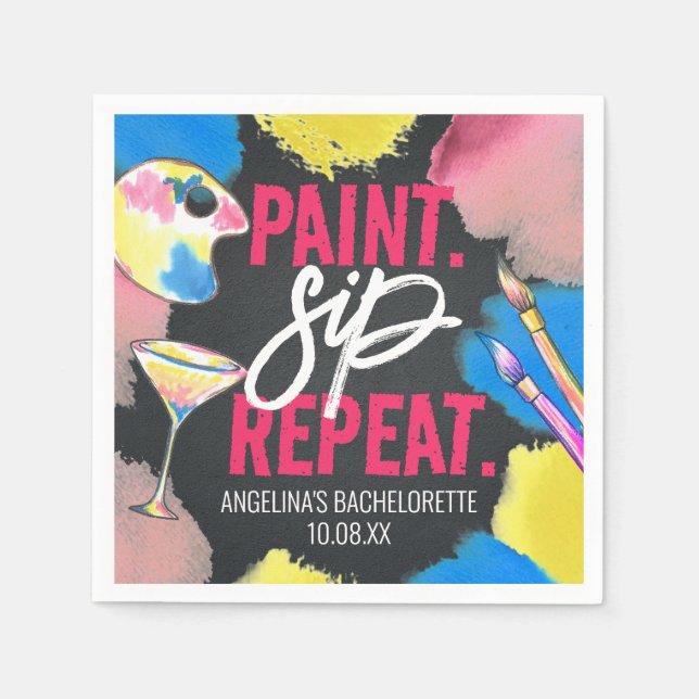 Farbenfrohe Bachelorette Paint und Side Serviette (Vorderseite)