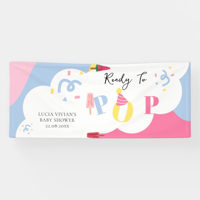 Farbenfrohe Background Popsicle Baby Dusche Banner (Horizontal)