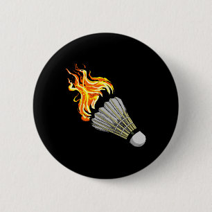 Farbenfrohe Badminton Flame Shuttle Art Sport Button