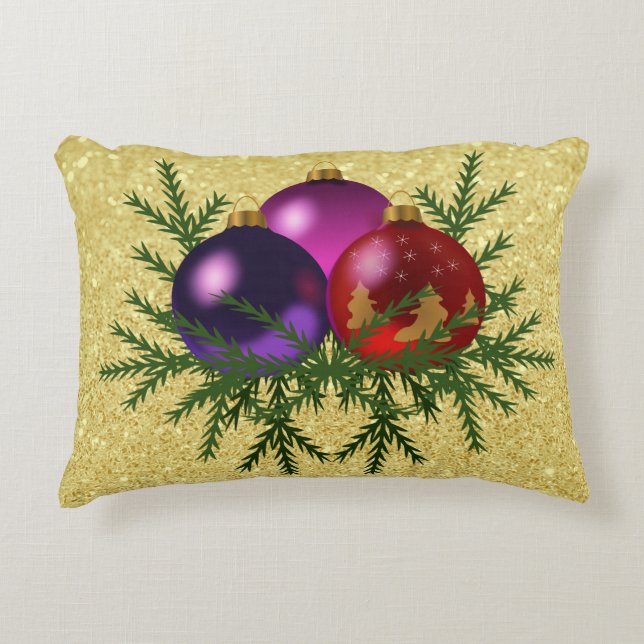 Farbenfrohe Ball Ornaments Gold Imitate Glitzer Zierkissen (Vorderseite)