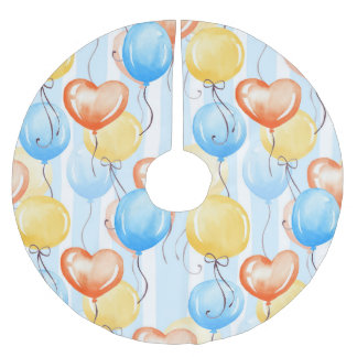 Farbenfrohe Ballons: Aquarellfarbenes, nahtloses M Polyester Weihnachtsbaumdecke