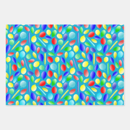 Farbenfrohe Ballons Spaß Feiern Geschenkpapier Set