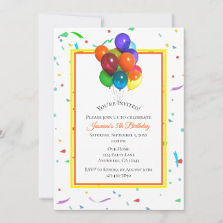 Farbenfrohe Balloons & Confetti | Benutzerdefinier Einladung