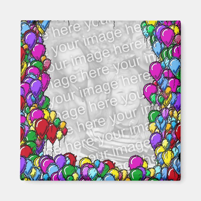 Farbenfrohe Balloons Design Foto Magnet (Vorne)