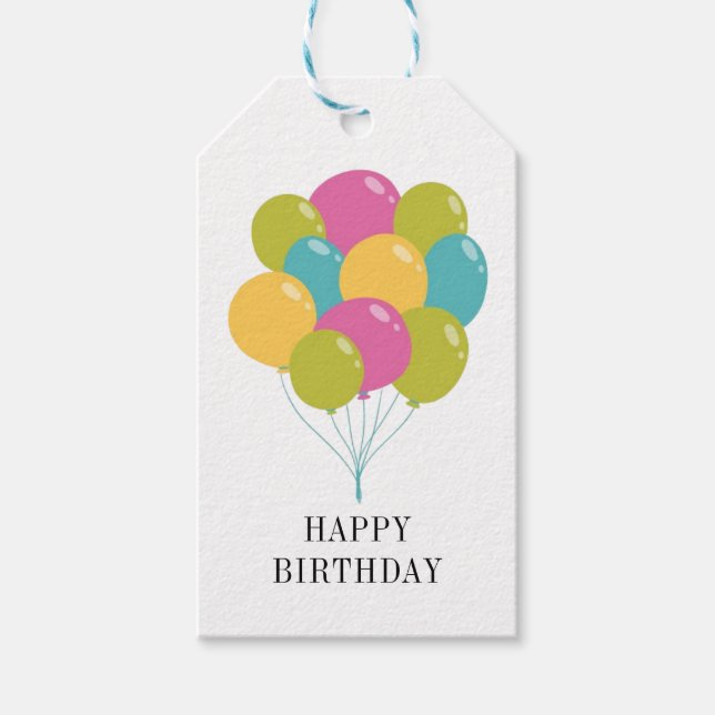 Farbenfrohe Balloons Einfaches Glück zum Geburtsta Geschenkanhänger (Vorderseite)