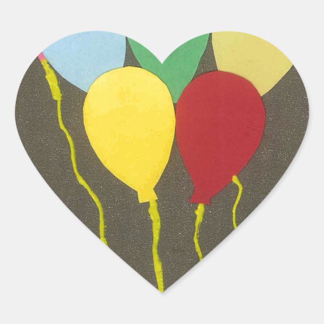 Farbenfrohe Balloons Grafik-Design Herz-Aufkleber (Vorderseite)