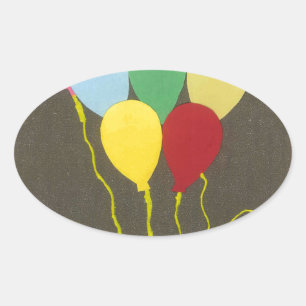 Farbenfrohe Balloons Grafik-Design Ovaler Aufkleber