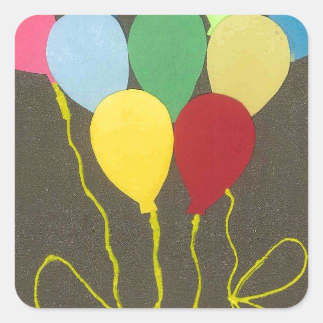 Farbenfrohe Balloons Grafik-Design Quadratischer Aufkleber (Vorderseite)