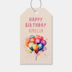 Farbenfrohe Balloons Kinder Happy Birthday Party Geschenkanhänger